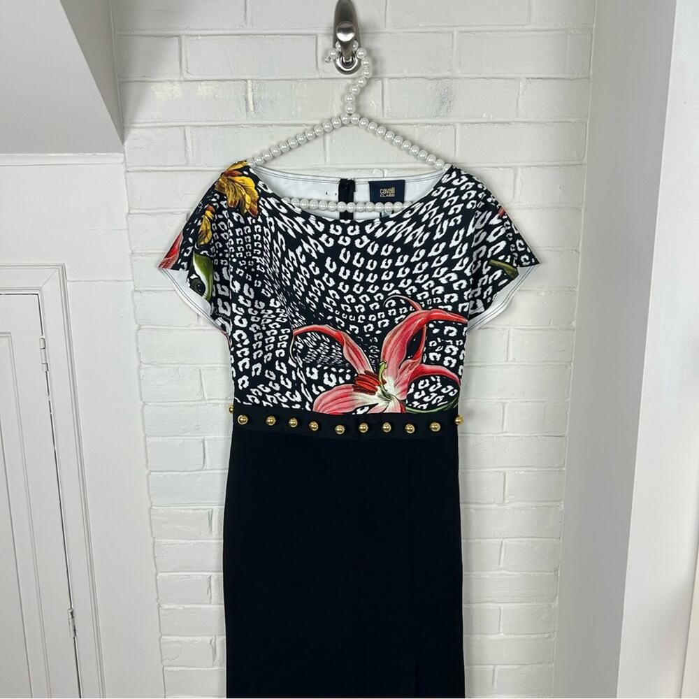 NWT Cavalli Class by Roberto Cavalli Printed Embellished Dress Size US 6 - Picture 3 of 14
